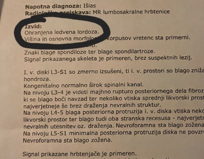 shema orientacije križnice anteriorni nagib ledvena lordoza poravnana L3 navzgor