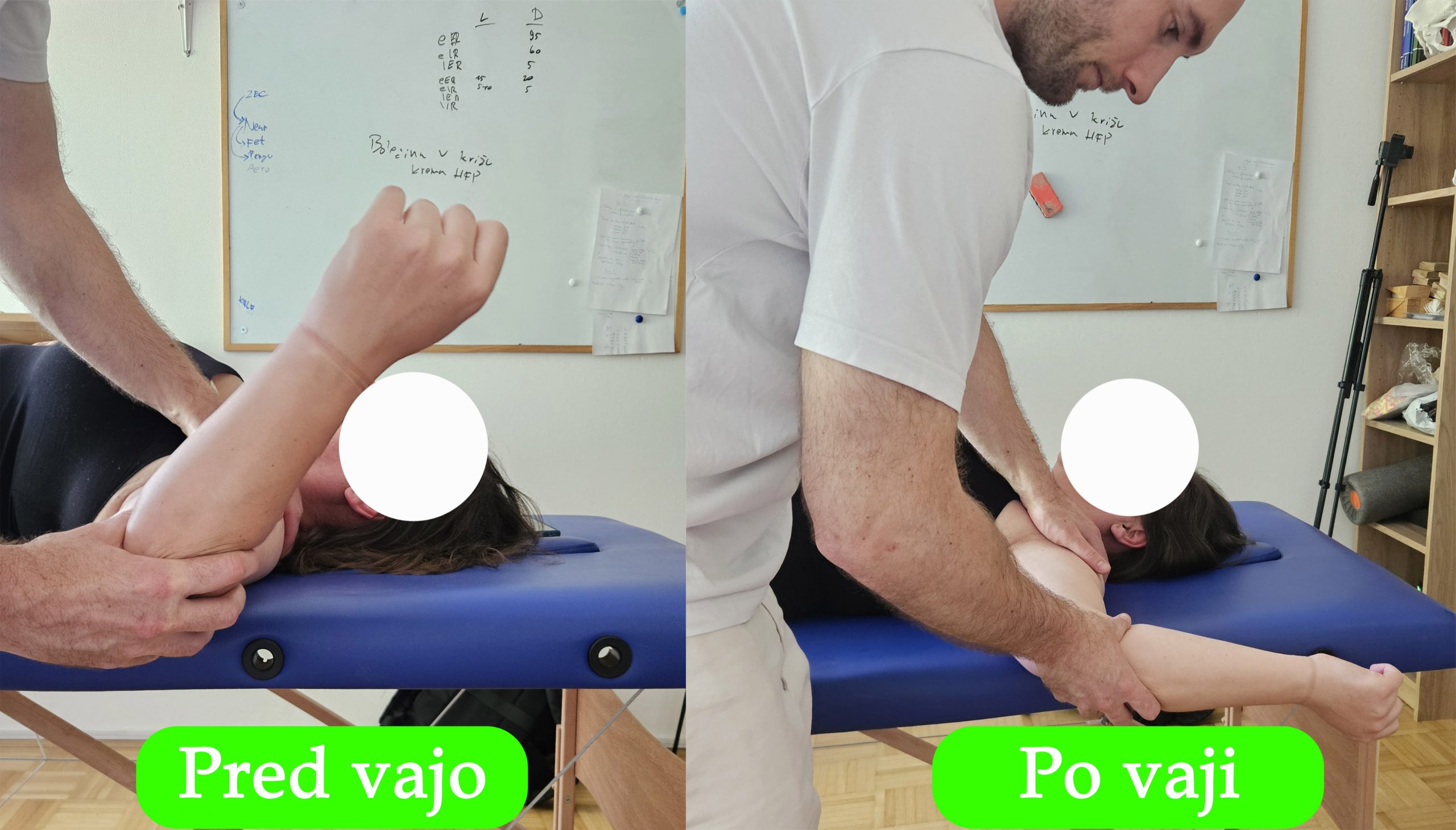 bolečina zadnji del rame omejena rotacija pred vajo in sproščena rama po vaji